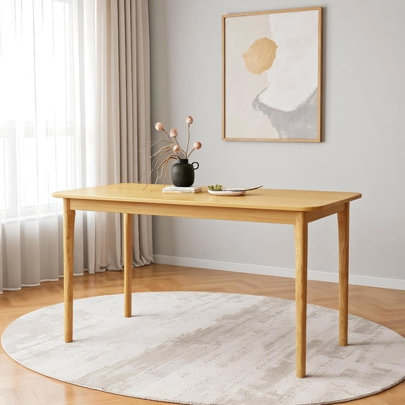 Topcobe 48" Solid Wood Dining Table with Rubber Wood Supporting Legs for Kitchen Dining Room, Furniture Table for Living Room, Easy Assembly, Classic Design, Natural