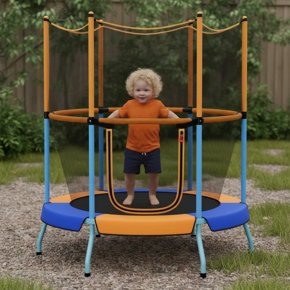Topcobe 48" Toddler Trampoline with Safety Enclosure Net, Recreational Trampolines for Kids, Large Trampoline for Outdoor Backyards-Orange