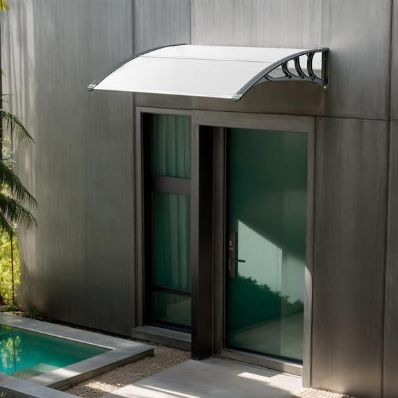 Topcobe 48 x 40 Inch Outdoor Front Door Window Awning Door Canopy Exterior, Awning for Patio, Gray
