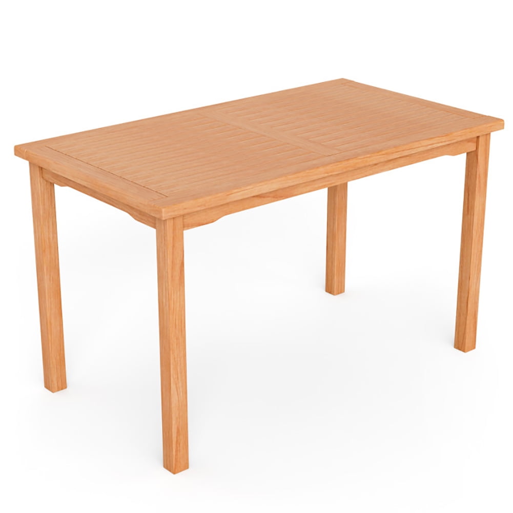 Topcobe 49 Inch Rectangle Patio Teak Wood Dining Table with Slatted Tabletop Up to 6, Outdoor Deck Furniture