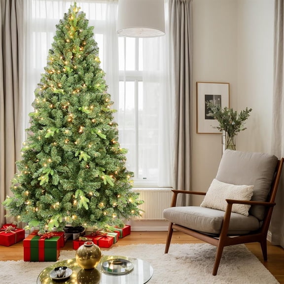 Topcobe 4ft Artificial Christmas Tree with Memory Wire & Foldable Base, 200 LED Warm White Lights, Premium Hinged Design for Indoor Holiday Decorating