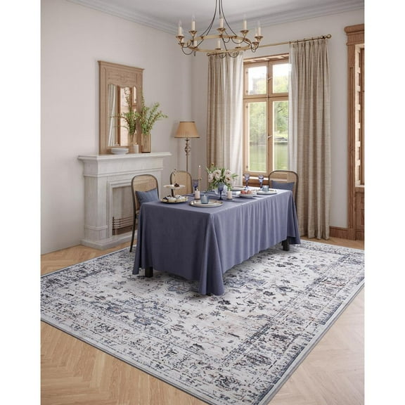 Topcobe 4x6 Area Rug, Washable Soft Geometric Non Slip Vintage Rug, Non Shedding Low Pile Rug for Living Room Bedroom Kids Playroom