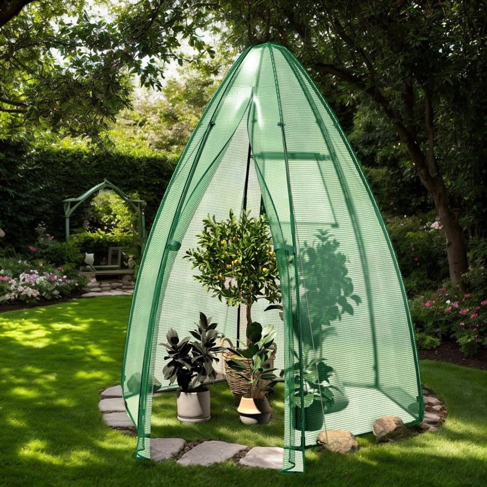 Topcobe 5.5 x 5.5 x 6 Feet Portable Mini Greenhouse with All-Weather PE Cover, Portable Greenhouses for Outdoors