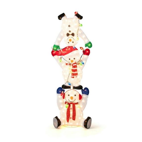 Topcobe 5.6 Feet Lighted Stacked Snowmen Christmas Decoration for Indoor/Outdoor Christmas Decorations Yard Garden Party