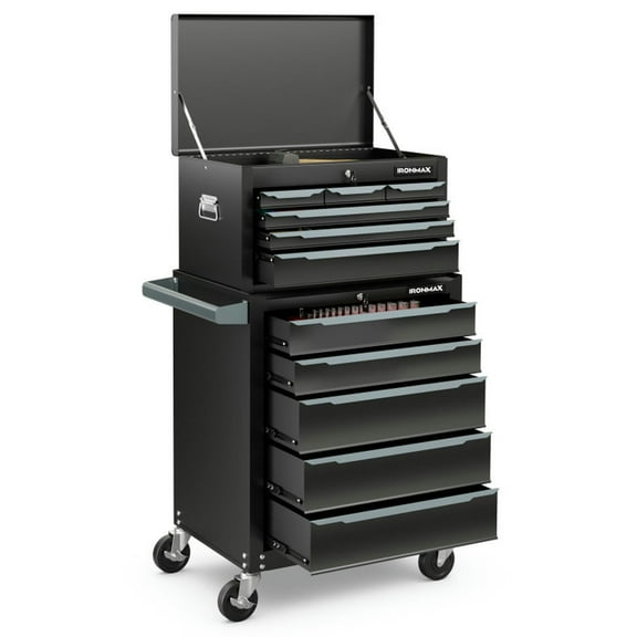 Topcobe 5-Drawer Tool Storage Cabinet with Hanging Holes and Central Keyed Locking System, Multi-Function Tool Organizer, Black