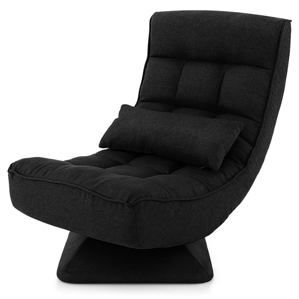 Topcobe 5-Level Adjustable 360° Swivel Floor Chair with Massage Pillow, Comfy Chair for Bedroom, Reading Chairs for Adults, Single Sofa for Home and Office, Black