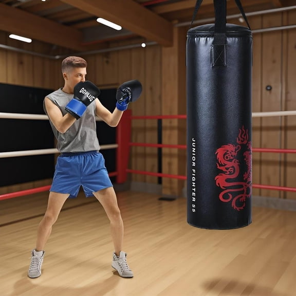 Topcobe 5 Pieces 40Lbs Filled Punching Boxing Set with Jump Rope and Gloves, Boxing Equipment, Speed Bag for Training, Stress Relief & Fitness, Black