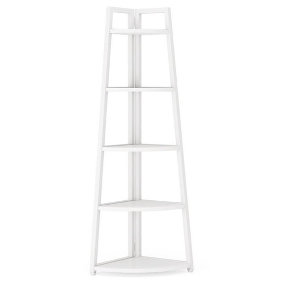Topcobe 5-Tier Corner Shelf, 70" Tall Corner Ladder Shelf Small Bookshelf, Indoor Furniture, Modern Furniture for Living Room, White