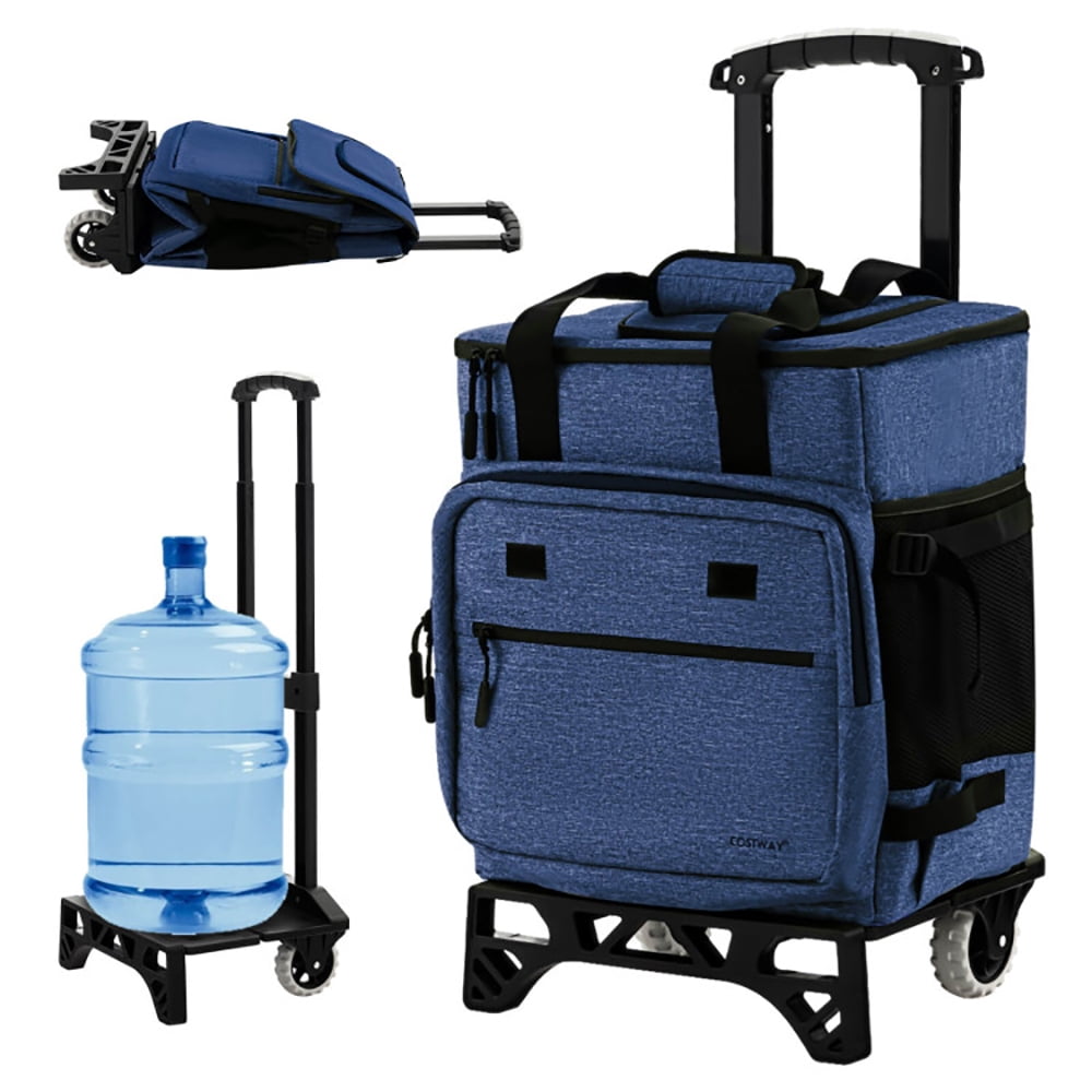 Topcobe 50-Can Large Leakproof Rolling Cooler with Detachable Bottom Plate, Travel Cooler with Wheels, Blue