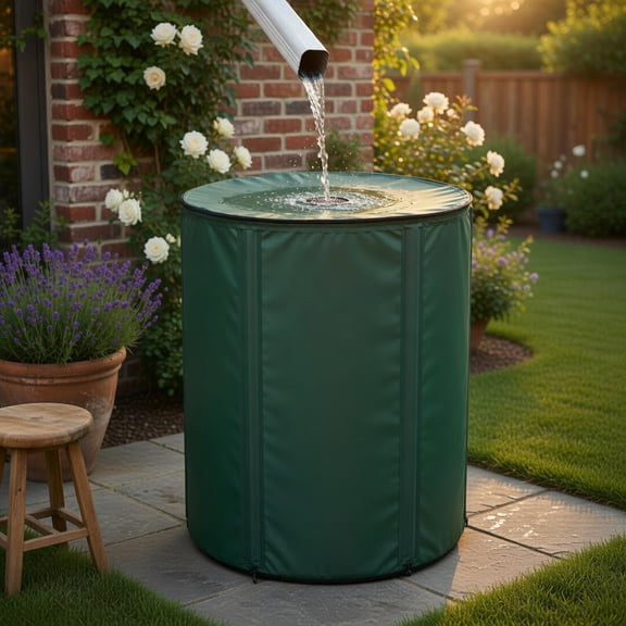 Topcobe 53 Gallon Portable Collapsible Rain Barrel Water Collector, Portable Rain Collection System