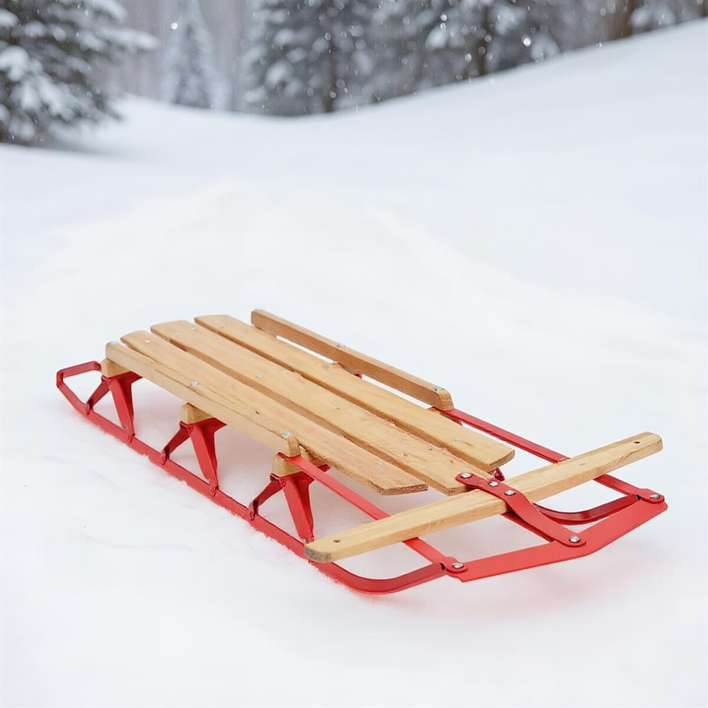 Topcobe 54 Inch Kids Wooden Snow Sled with Metal Runners and Steering Bar,  Ski Sled Snowboard Winter Sport Ski Sled Slider Board for Downhill and  Uphill - Walmart Business Supplies, image size:1000x1000