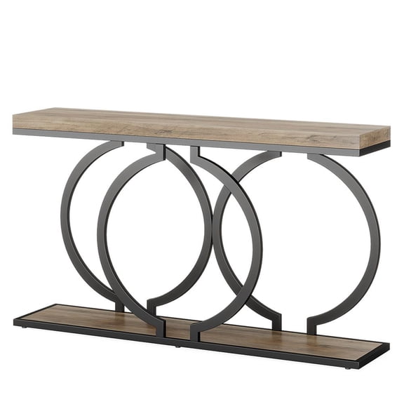 Topcobe 55" Console Table, Narrow Entryway Sofa Table with Geometric Metal Frame, Modern Furniture for Indoor, Gray