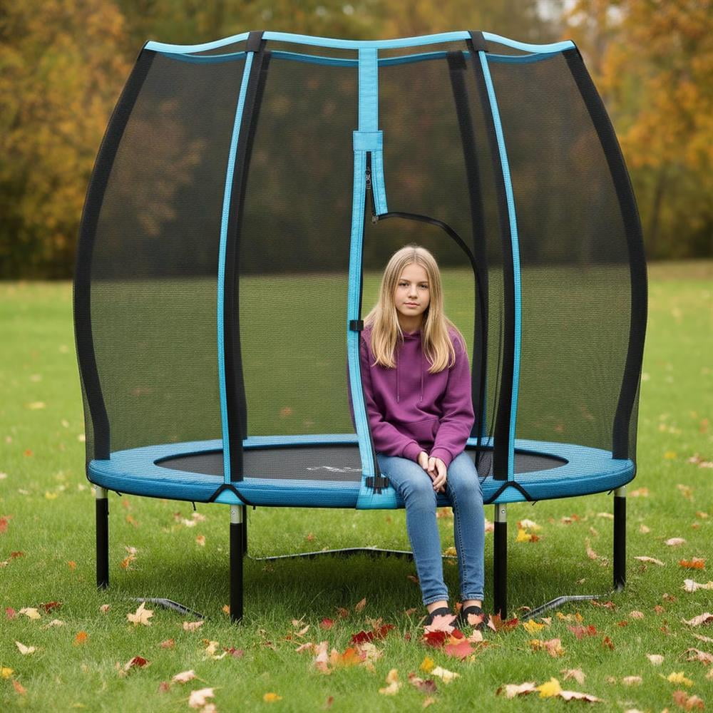 Topcobe 55 Inch Trampoline for Kids Toddler Mini Trampoline with Safety Enclosure Net, Kid's Toys for Indoor Outdoor, Ideal Gift for Toddlers-Blue