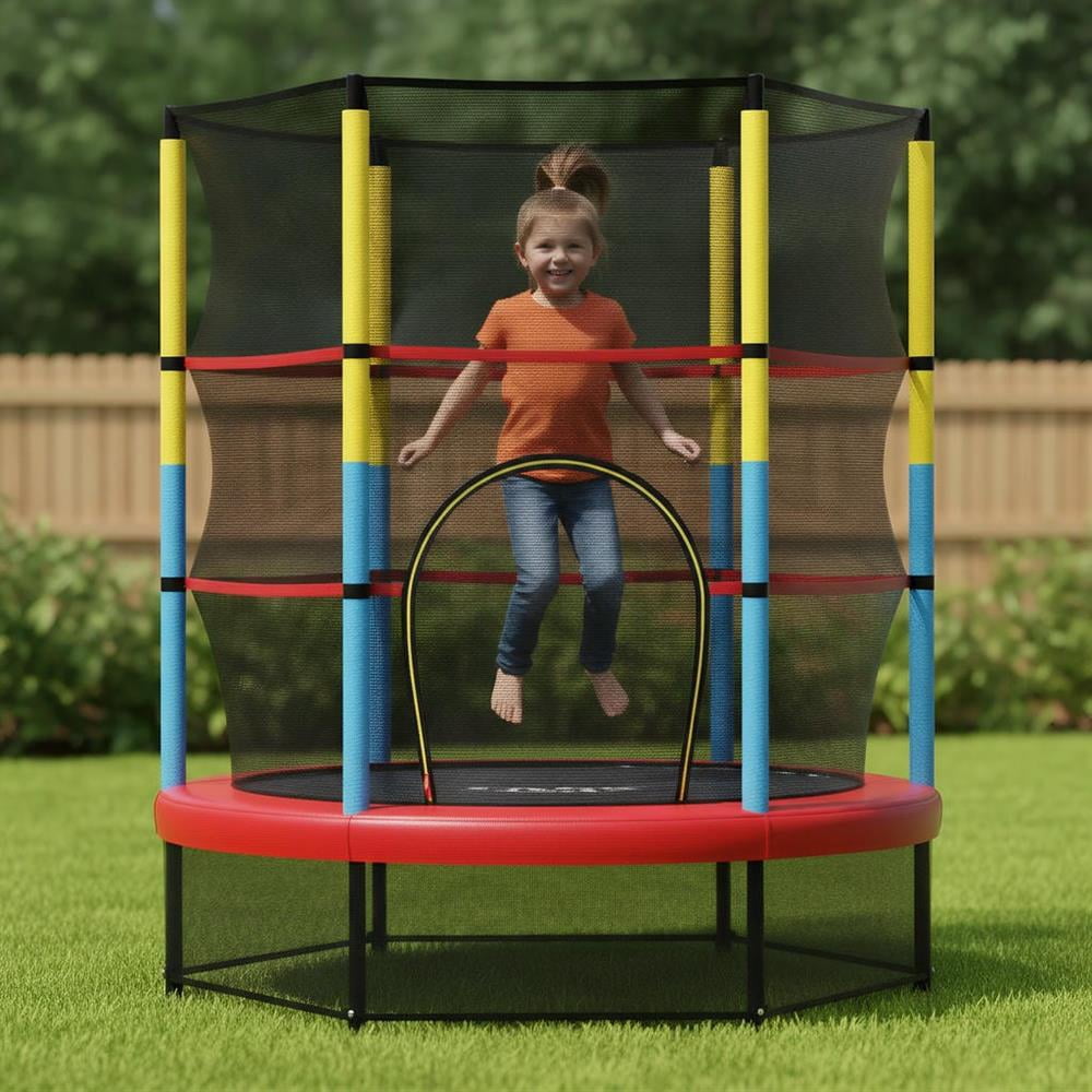 Topcobe 55 Inches Kids Trampoline Recreational Bounce Jumper with Safety Enclosure Net, Recreational Trampolines for Kids, Large Trampoline for Outdoor Backyards