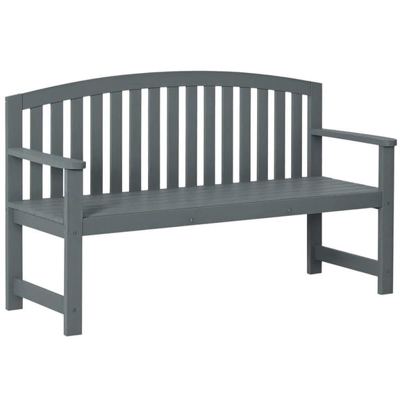 Topcobe 56-Inch Wooden Bench, Cozy 2-Person Outdoor Bench with Back & Arm Support, Perfect Patio, Deck, Porch, Poolside, Balcony Seating, Gray