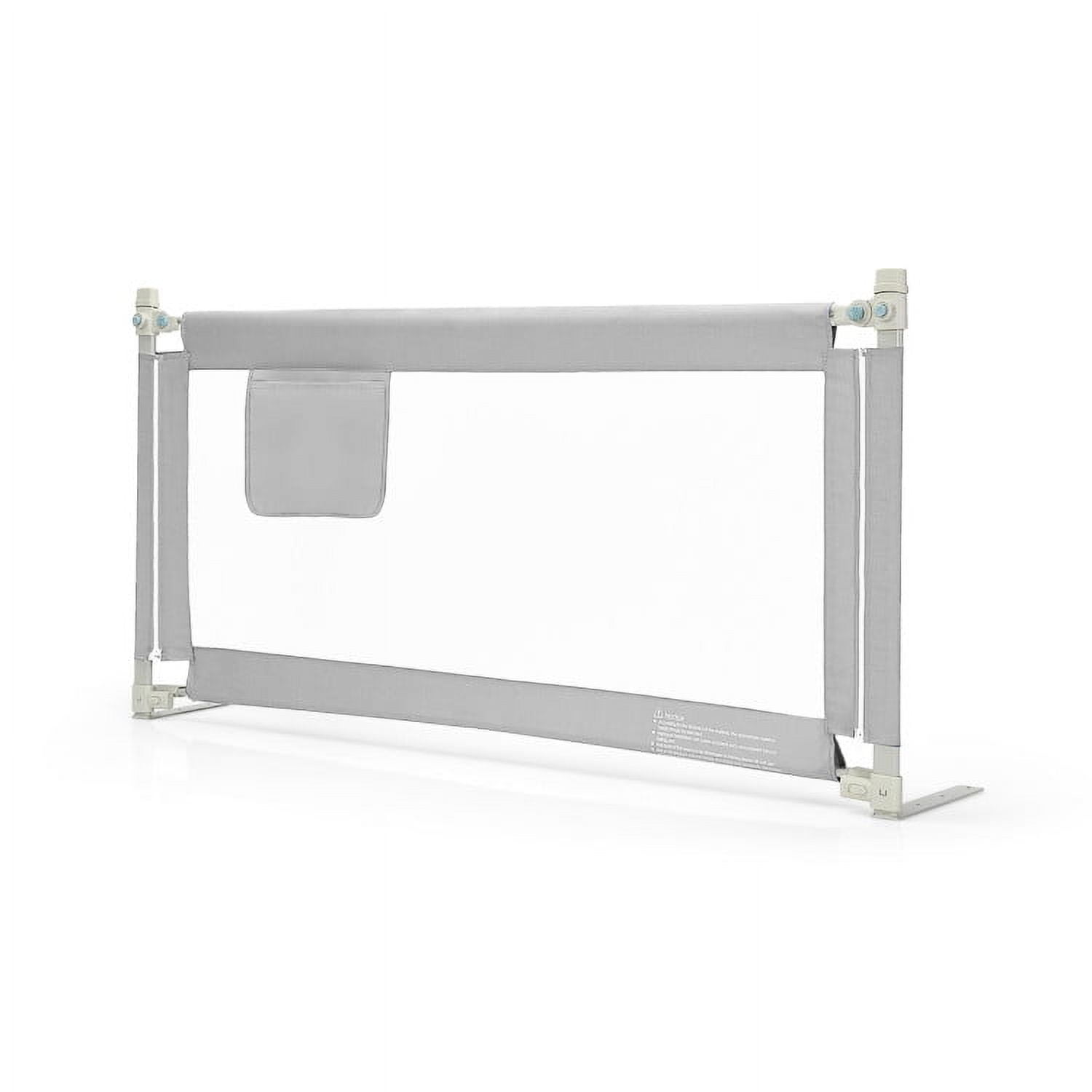Topcobe 57 Inch Toddlers Vertical Lifting Baby Bed Rail Guard with Lock, Bed Rails for Toddlers-Gray
