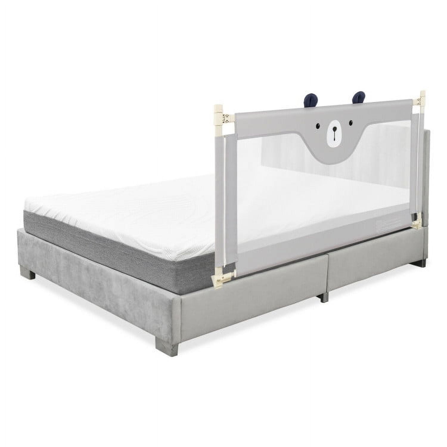 Topcobe 57 Inches Bed Rail for Toddlers with Double Lock, Bed Rails for Toddlers-Gray