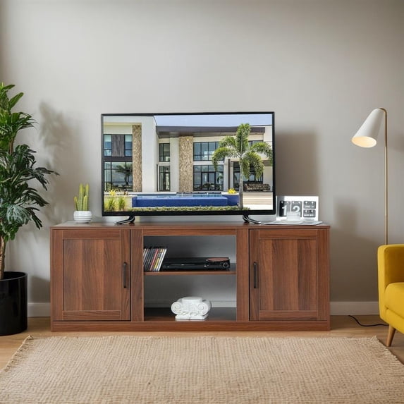 Topcobe 58" TV Stand with 1500W Faux Fireplace for TVs up to 65", Modern TV Stands, Entertainment Center with Storage, TV Furniture for Living Room, Vintage