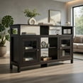 thumbnail image 1 of Topcobe 58" TV Stand Entertainment Console Center with 2 Cabinets, Entertainment Center with Storage, TV Furniture for Living Room, Black, 1 of 8