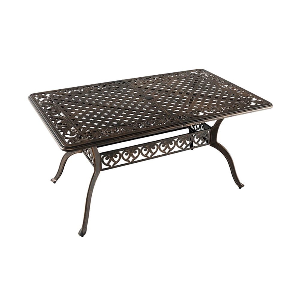 Topcobe 59" Aluminum Patio Dining Table with Umbrella Hole fot 6 Persons, Outdoor Deck Furniture, Bronze