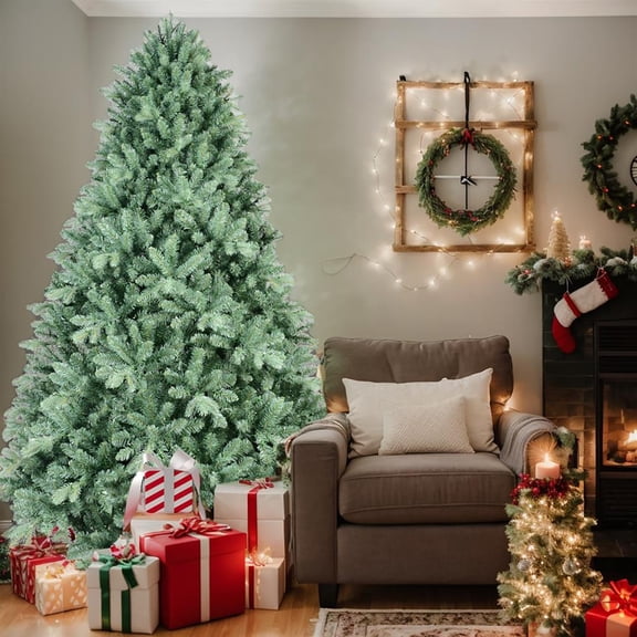 Topcobe 5ft Artificial Christmas Tree, Blue-Green Tint, 1194 Mixed Branch Tips, Memory Wire + Iron Wire, Hinged Premium Foldable Base for Indoor Holiday Decorating