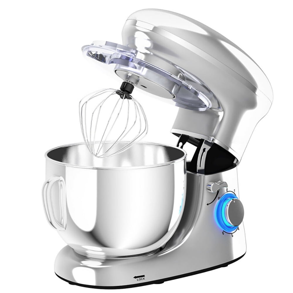 Topcobe 6.3 Quart Tilt-Head Food Stand Mixer 6 Speed 660W, Kitchen Electric Mixer, Easy to Clean, Silver