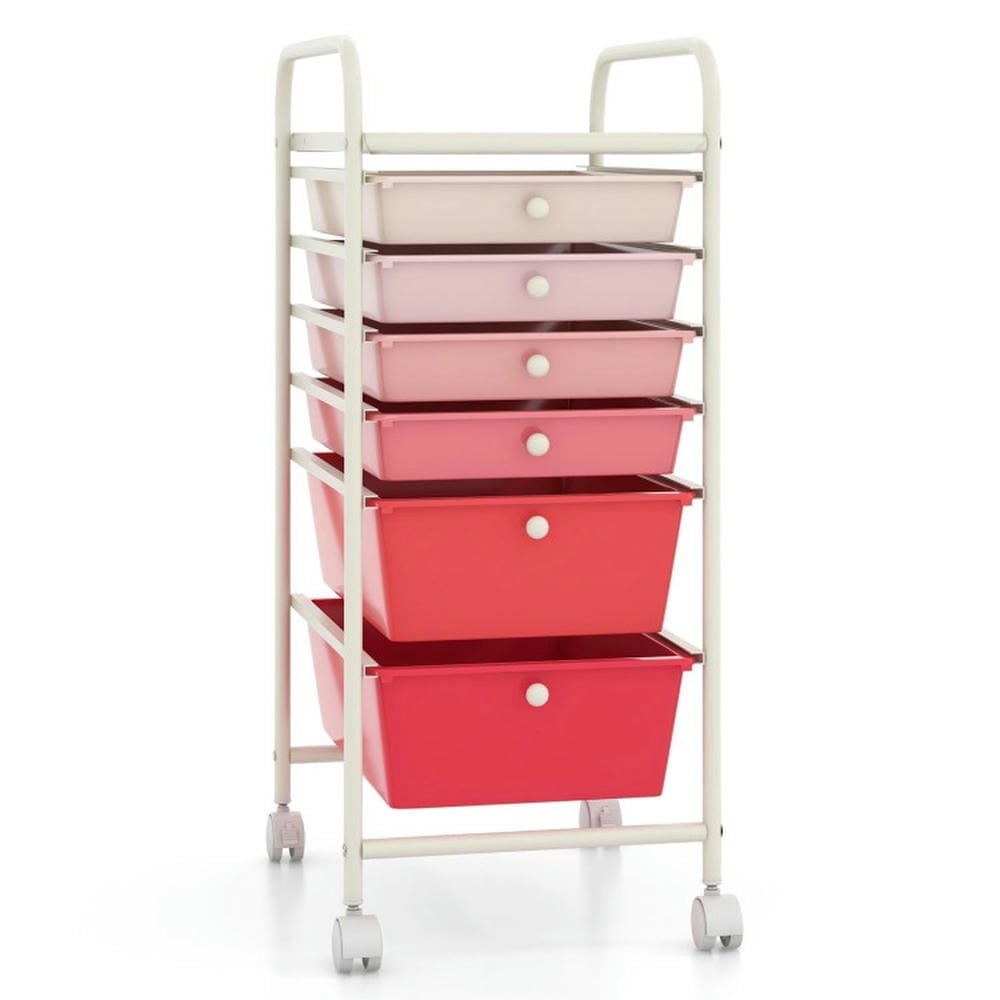 Topcobe 6 Drawers Rolling Storage Cart Organizer, Rolling Carts with Wheels for Kitchen, Living Room, Pink Topcobe 6 Drawers Rolling Storage Cart Organizer, Rolling Carts with Wheels for Kitchen, Living Room, Pink