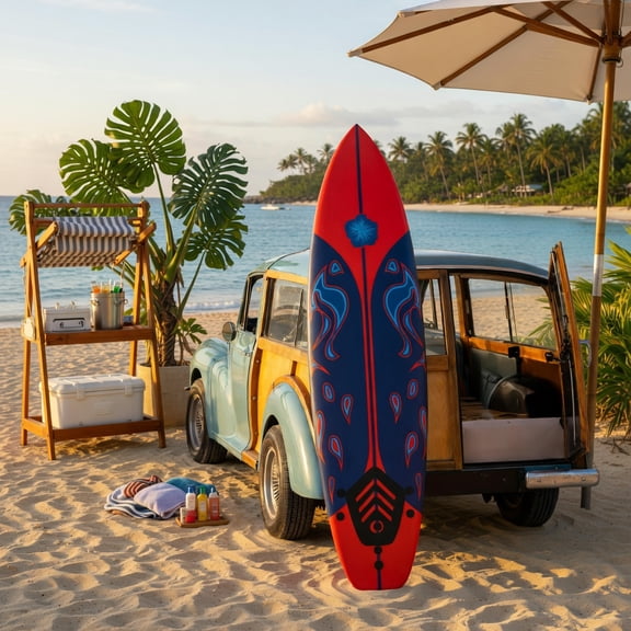 Topcobe 6 Feet Surfboard with 3 Detachable Fins, Standup Paddle Board for Adults and Youth, Wide Stable Design, Red