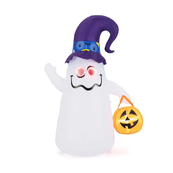 Topcobe 6 Ft Halloween Inflatables Cute Ghost with Dimming Infinity Mirror Light, Decor for Halloween Party