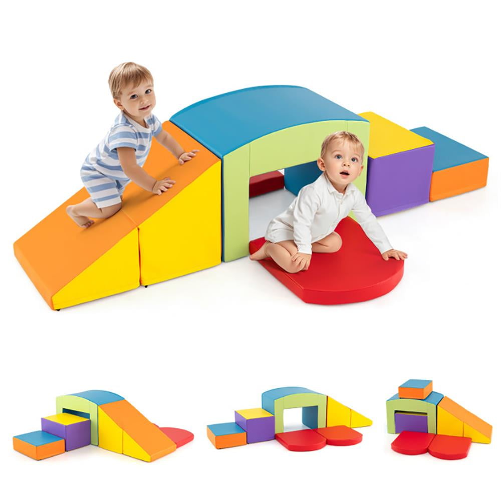 Topcobe 6 Pieces Foam Climbing Blocks Soft Play Climbing for Toddlers with Tunnel, Indoor Climb Toys for Toddlers-Multicolor Topcobe 6 Pieces Foam Climbing Blocks Soft Play Climbing for Toddlers with Tunnel, Indoor Climb Toys for Toddlers-Multicolor