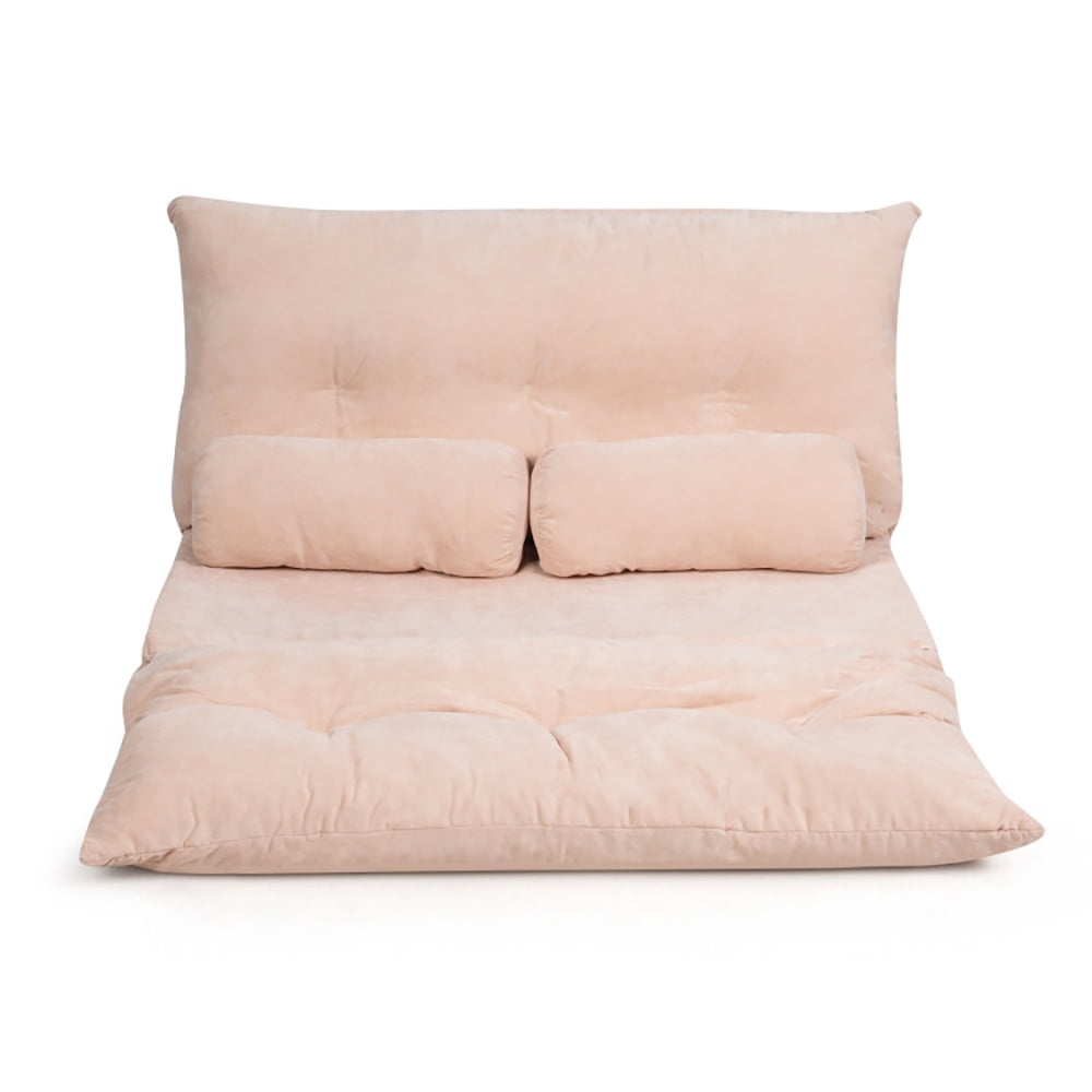 Beige Adjustable Fabric Sleeper Sofa with Metal Frame and Storage