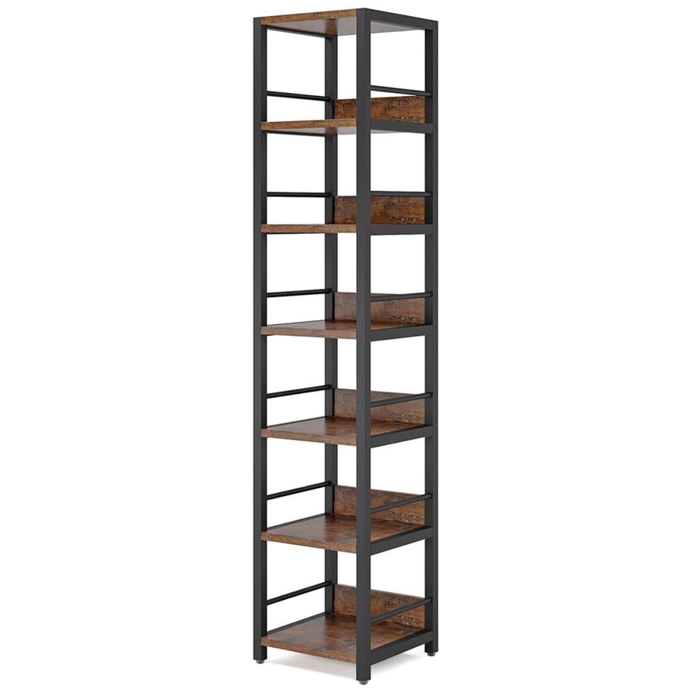 Topcobe 6-Tier Corner Shelf, Narrow Etagere Bookshelf Storage Rack, Modern Furniture for Indoor, Brown