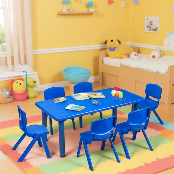 Topcobe 6-pack Kids Plastic Stackable Classroom Chairs, Toddler Living Room Chair-Blue