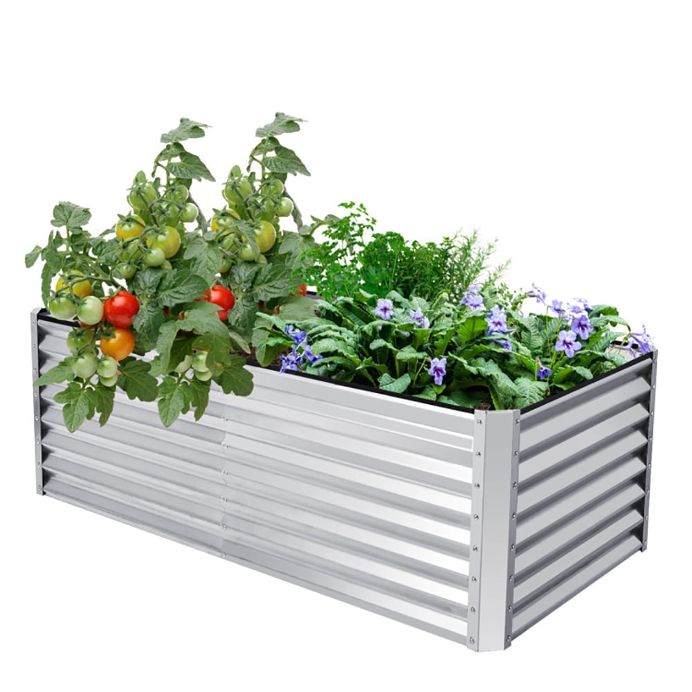 Topcobe 6 x 3 x 2 Feet Rustproof Metal Planter Box with Ground Stakes for Plants, Planter Box Garden Boxes Outdoor
