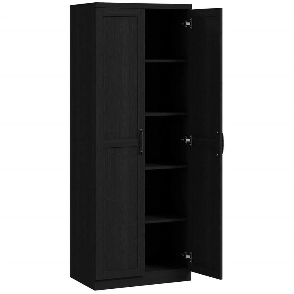 Topcobe 63-Inch Wooden Kitchen Pantry, Sturdy Freestanding Cabinet with 2 Sliding Shelves, Dark Cinnamon Grain for Dining Space, Black finish