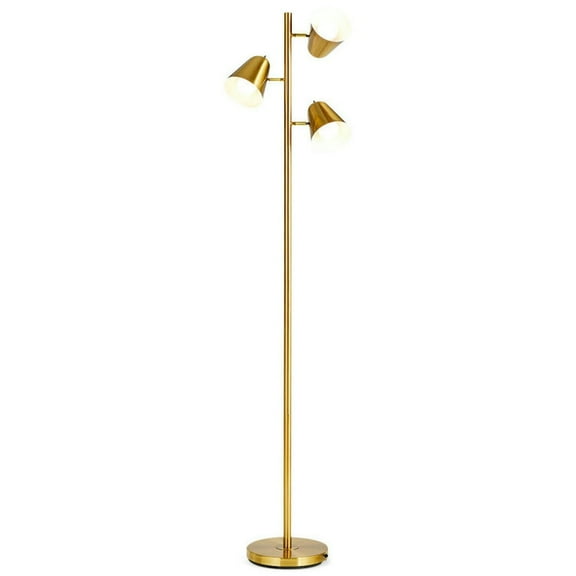 Topcobe 64" 3-Light LED Floor Lamp Reading Light for Living Room Bedroom, Standing Lamps for Bedroom Office Kid Room-Golden