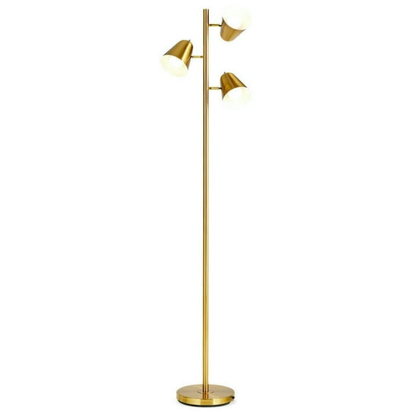 Topcobe 64" 3-Light LED Floor Lamp Reading Light for Living Room Bedroom, Standing Lamps for Bedroom Office Kid Room-Golden