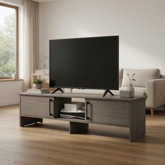 Topcobe 65" Modern TV Stand, TV Table Stand, Entertainment Center with Storage, TV Cabinets for Living Room, Engineered Wood Entertainment Console with Open Shelving for Living Room & Media Setup
