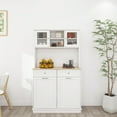 thumbnail image 1 of Topcobe 67.7" Tall Kitchen Trash Can Storage Cabinet with 1 Tilt Out Trash Cabinet, 2 Drawers and 3 Adjustable Shelves for Kitchen, Dinning Room, Living Room, White, 1 of 16
