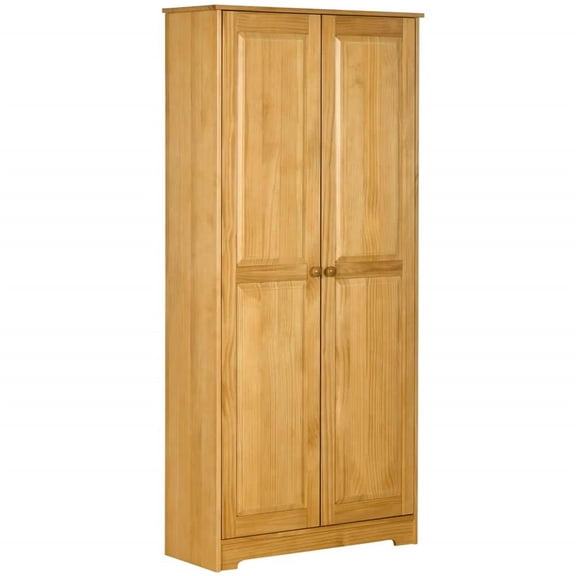 Topcobe 67" Solid Wood Kitchen Pantry Cabinet, Sturdy Freestanding Storage Shelves, Sliding Door, Perfect for Dining Room Organization