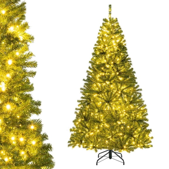 Topcobe 7 FT Pre-Lit Artificial Christmas Tree with Remote Control and LED Lights, Christmas Decorations for Indoor Party-7FT