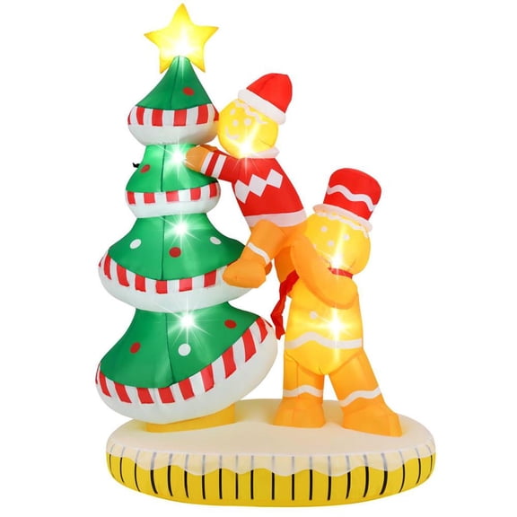 Topcobe 7 Feet Inflatable Christmas Tree with 7 Internal LED Lights and Built-in Fan, Decorations for Christmas Party