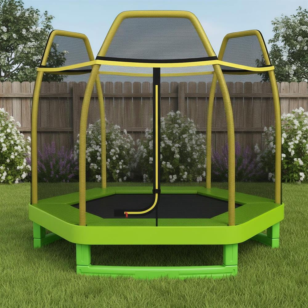 Topcobe 7 Feet Kids Recreational Bounce Jumper Trampoline, Outdoor Kids Trampoline, Green