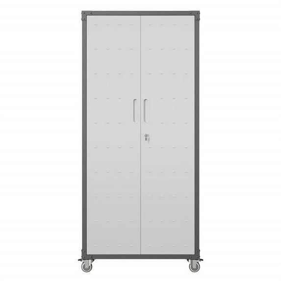 Topcobe 71" Industrial Storage Cabinet on Casters, Heavy-Duty Tool Organizer for Home, Office, School, and Garage, Maximize Space Efficiency, Black/Gray