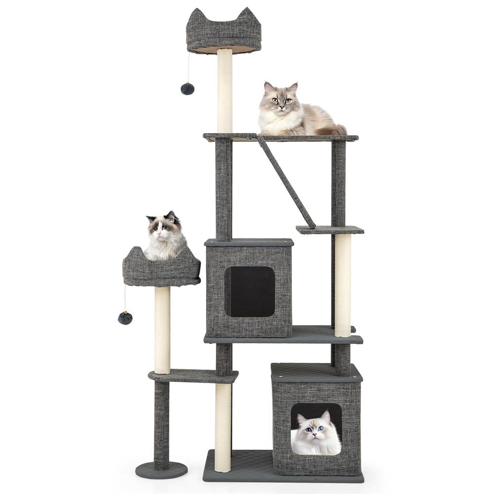 Topcobe 71" Tall Cat Tree Multi-Level Large Tower w/Scratching Posts, Cat Condo, Cat Towers for Indoor Cats-Gray
