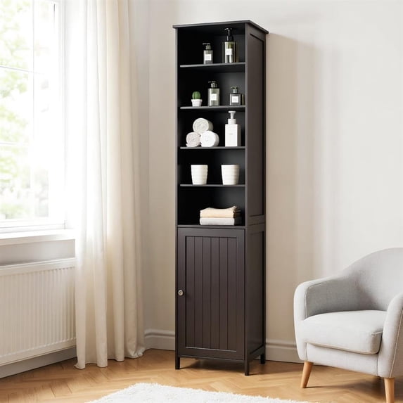 Topcobe 72" Free Standing Tall Floor Bathroom Storage Cabinet, Bathroom Furniture, Bathroom Cabinet Organizer, Brown