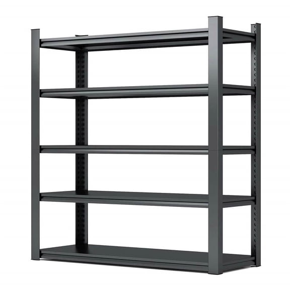 Topcobe 72" High 5- Tier Industrial Storage Shelves, 2000 lbs Capacity, Black Heavy Duty Garage Shelving Unit, Adjustable Utility Rack, 47.2"W x 23.6"D x 72"H