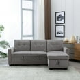 thumbnail image 1 of Topcobe 77" Modern Reversible Sectional Sofa Bed for Living Room, L-Shaped Sectional Storage Sleeper for Apartment Dorm, Mid-Century Velvet 2 Seat Couch Chaise for Home Hotel, Light Gray, 1 of 11