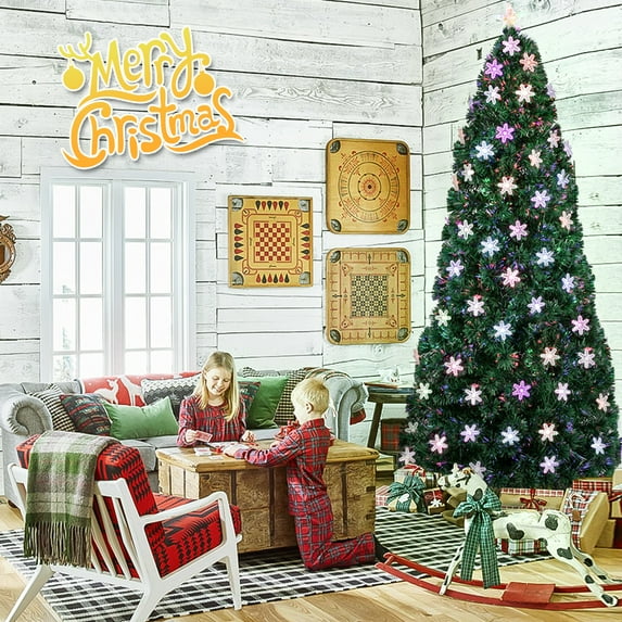 Topcobe 7FT National Tree Company Pre-lit Artificial Christmas Tree, Light Fiber Optic Christmas Tree, 290 Branches