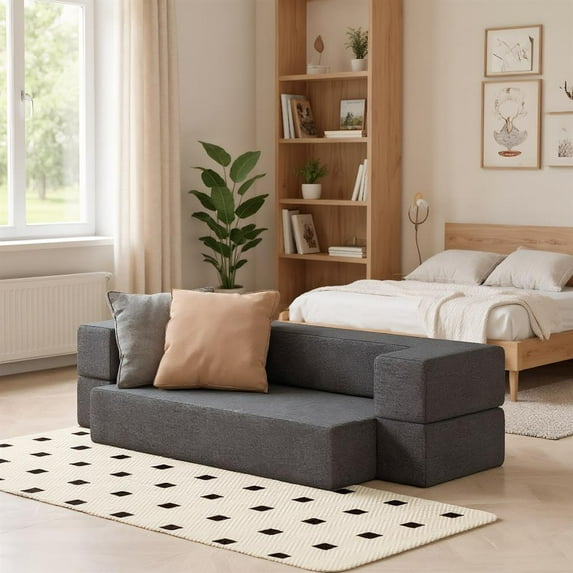 Topcobe 8" Convertible Folding Sofa Bed with Washable Cover, Couches for Living Room, Stylish and Comfortable Design, Double Sofa Bed, Twin Size
